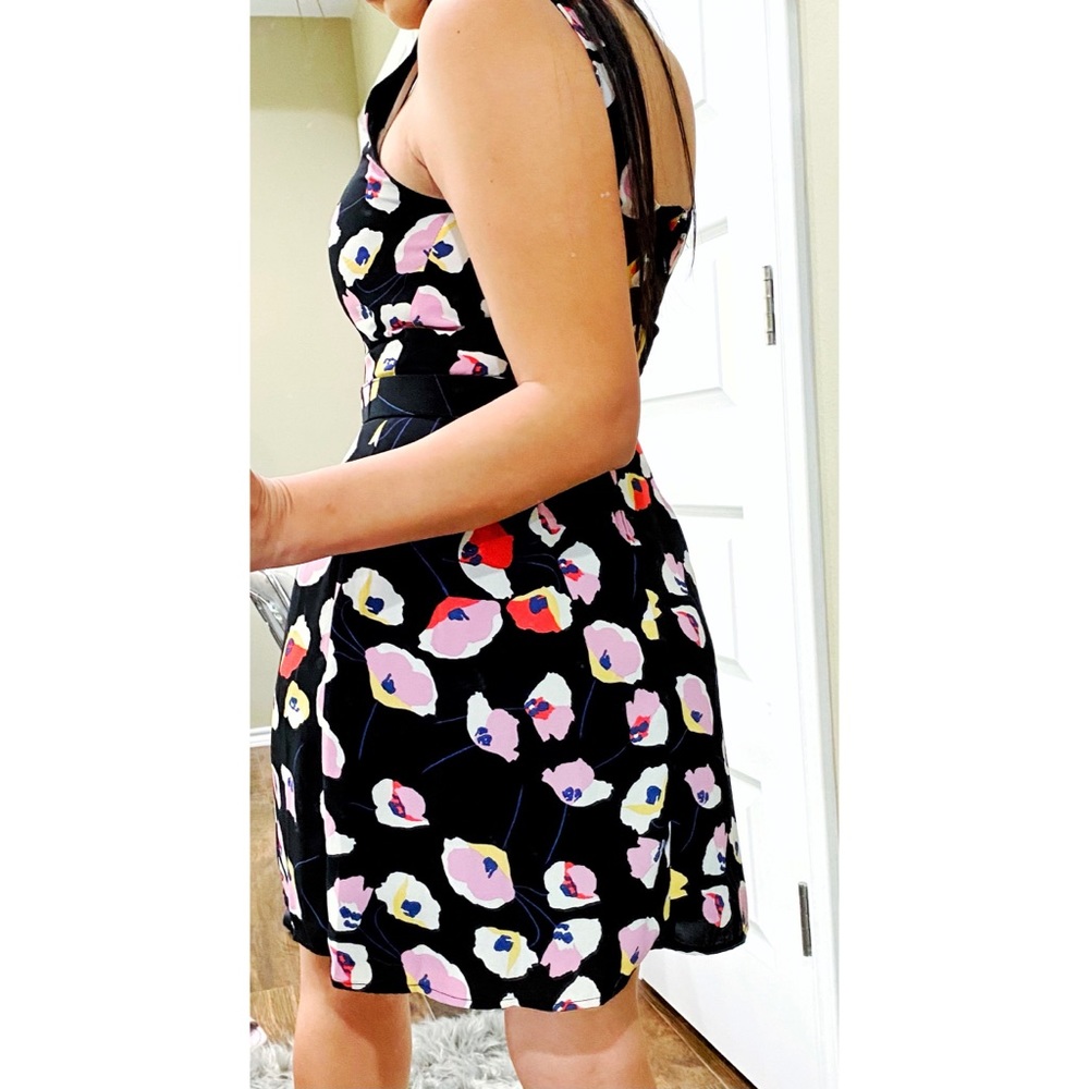 TRIXXI Black Floral Belted Dress